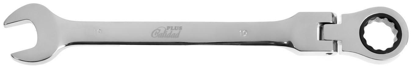 Ключ комбинированный трещоточный шарнирный ТУНДРА, CrV, полированный, 72 зуба, 19 мм
