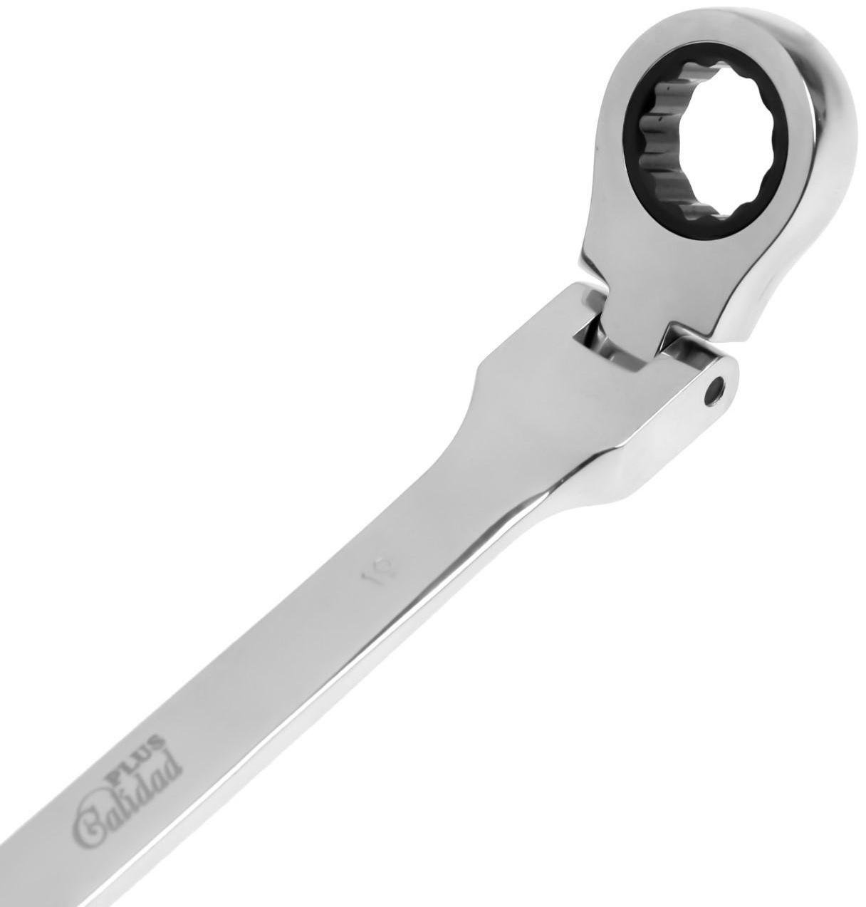 Ключ комбинированный трещоточный шарнирный ТУНДРА, CrV, полированный, 72 зуба, 19 мм