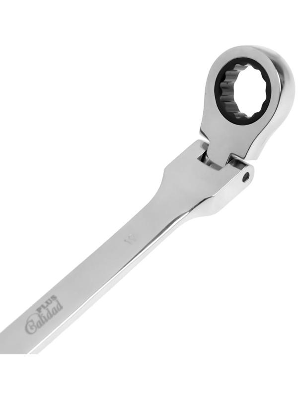 Ключ комбинированный трещоточный шарнирный ТУНДРА, CrV, полированный, 72 зуба, 19 мм