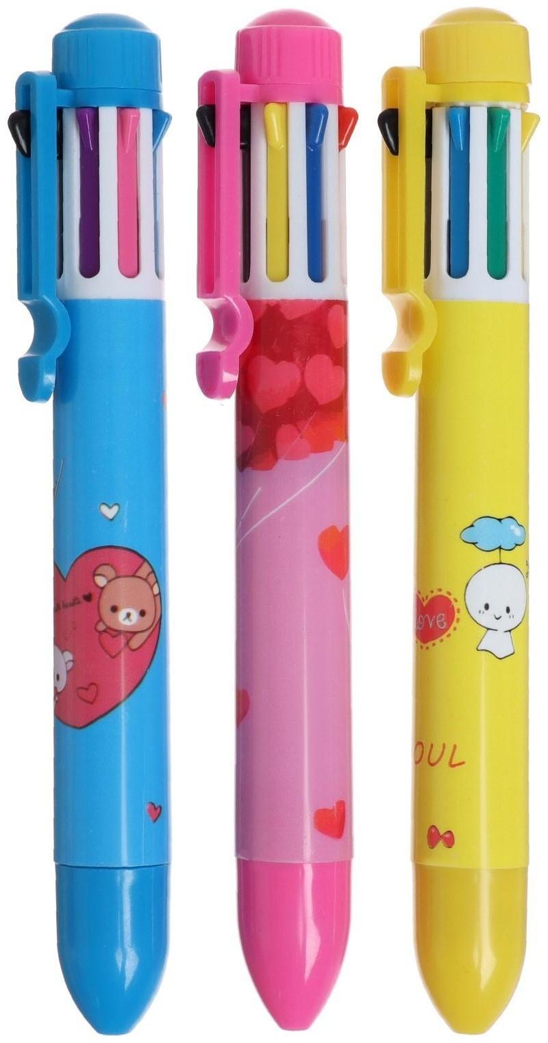 Ручка шариковая Calligrata, автоматическая, 8-ми цветная, МИКС