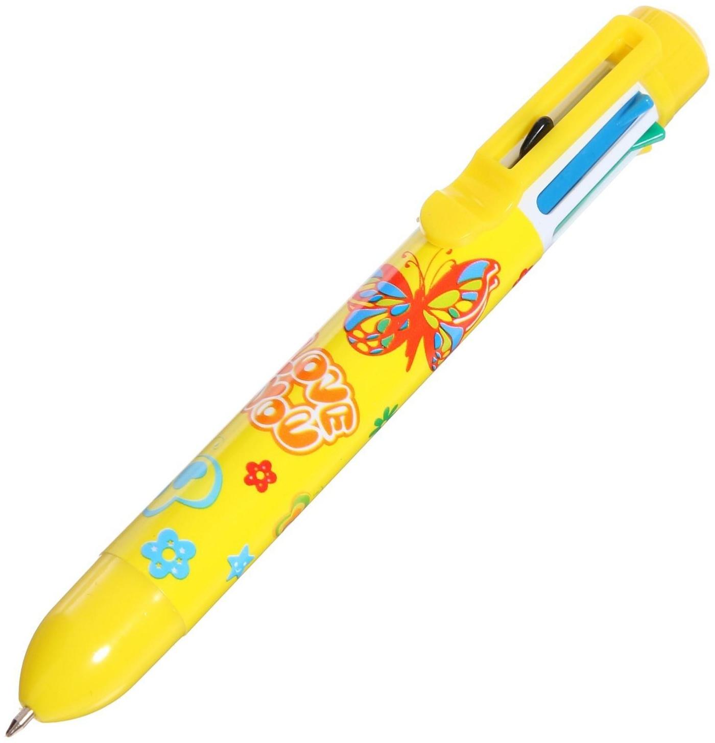 Ручка шариковая Calligrata, автоматическая, 8-ми цветная, МИКС