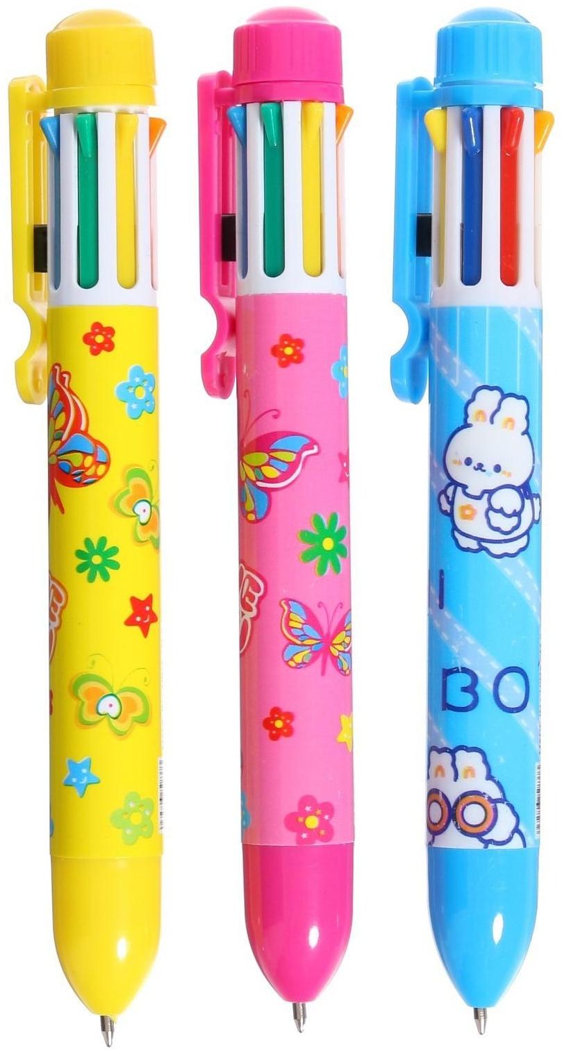 Ручка шариковая Calligrata, автоматическая, 8-ми цветная, МИКС