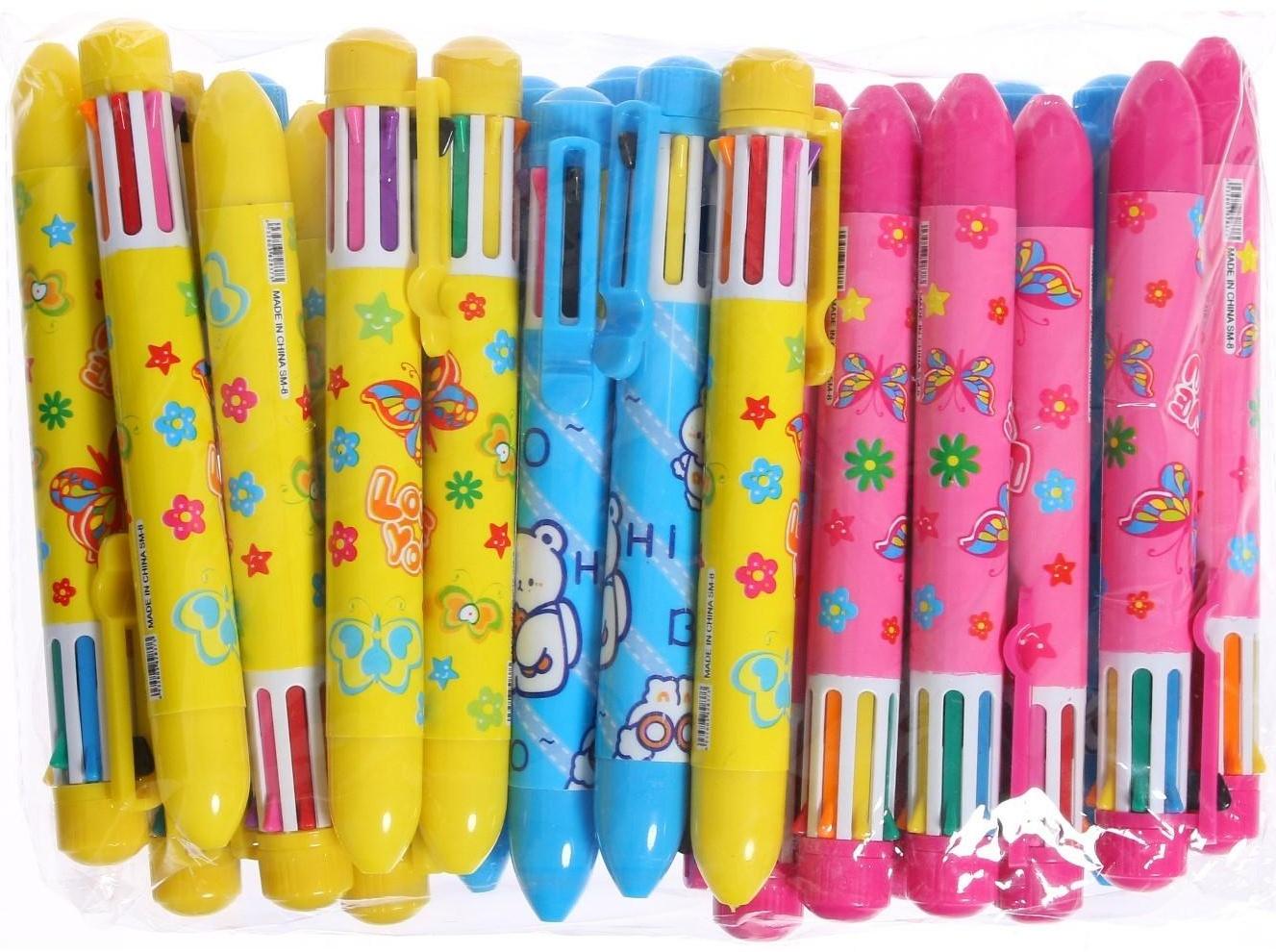 Ручка шариковая Calligrata, автоматическая, 8-ми цветная, МИКС