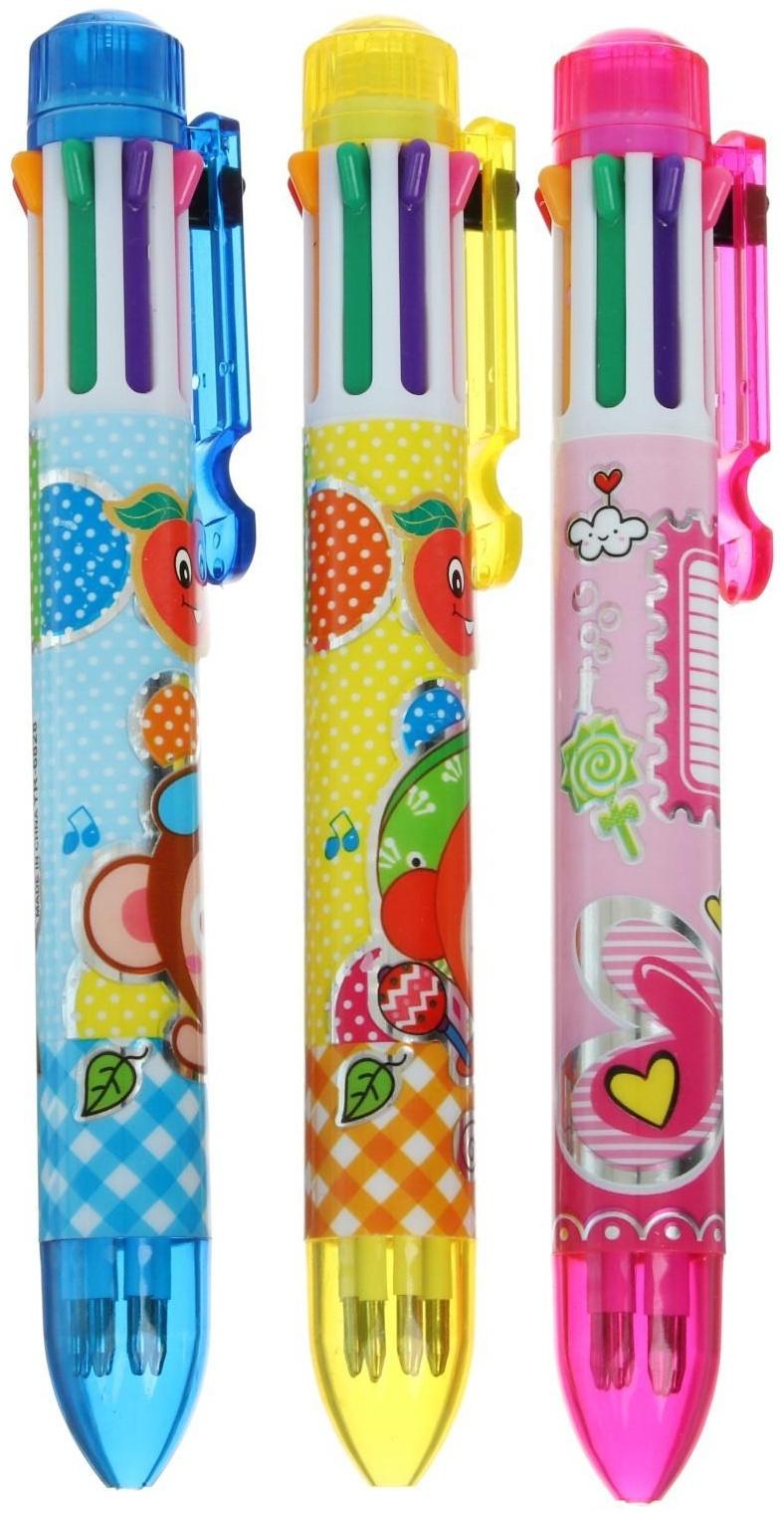 Ручка шариковая Calligrata, автоматическая, 8-ми цветная, МИКС