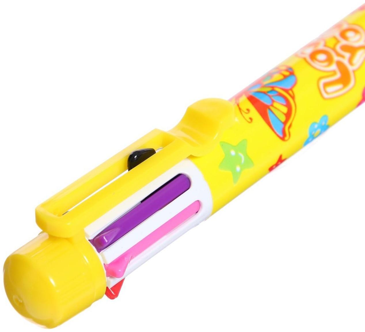 Ручка шариковая Calligrata, автоматическая, 8-ми цветная, МИКС