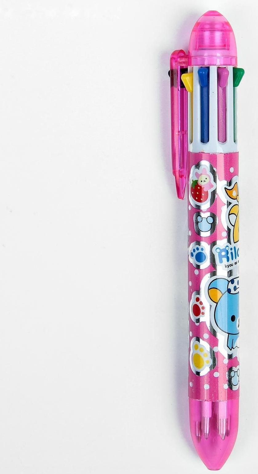 Ручка шариковая Calligrata, автоматическая, 8-ми цветная, МИКС