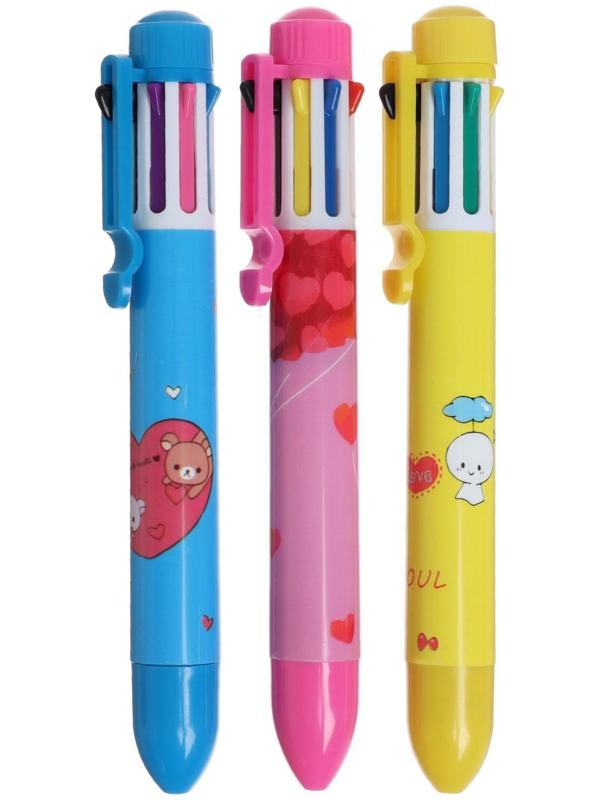 Ручка шариковая Calligrata, автоматическая, 8-ми цветная, МИКС