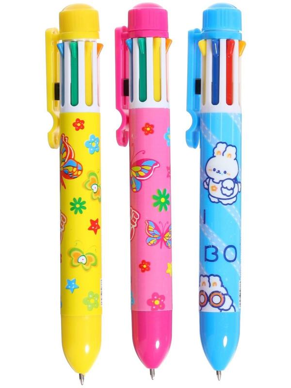 Ручка шариковая Calligrata, автоматическая, 8-ми цветная, МИКС