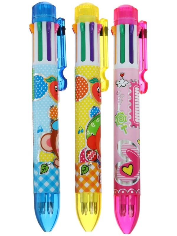 Ручка шариковая Calligrata, автоматическая, 8-ми цветная, МИКС