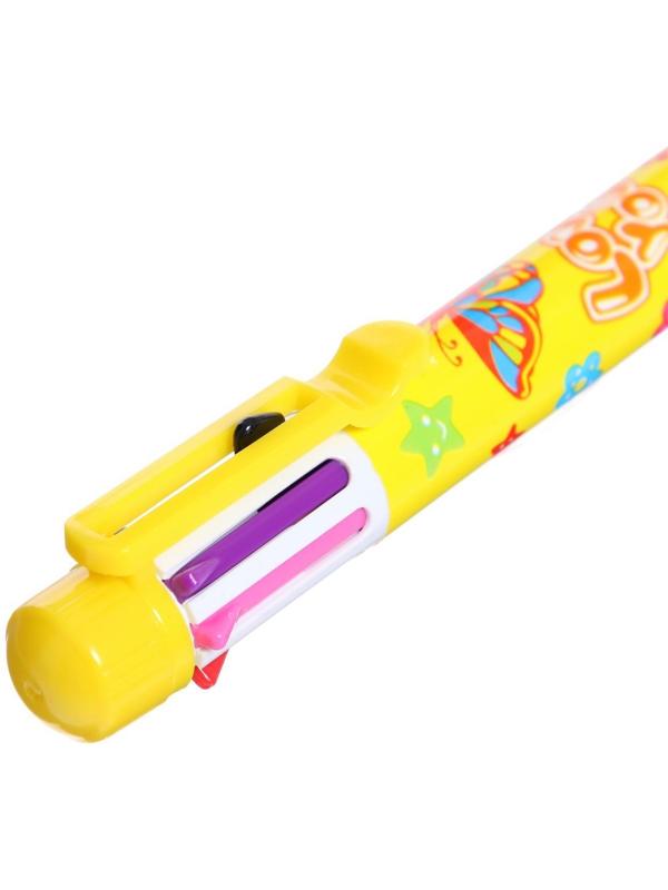 Ручка шариковая Calligrata, автоматическая, 8-ми цветная, МИКС