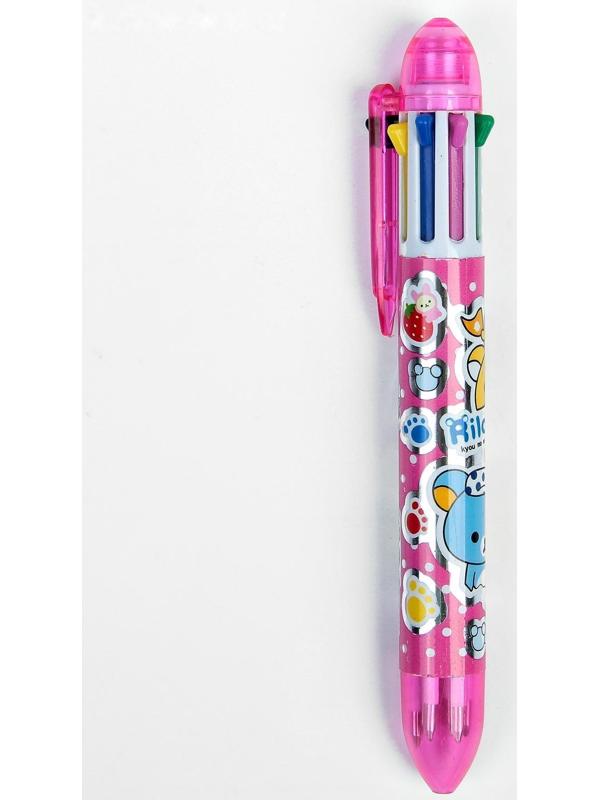 Ручка шариковая Calligrata, автоматическая, 8-ми цветная, МИКС