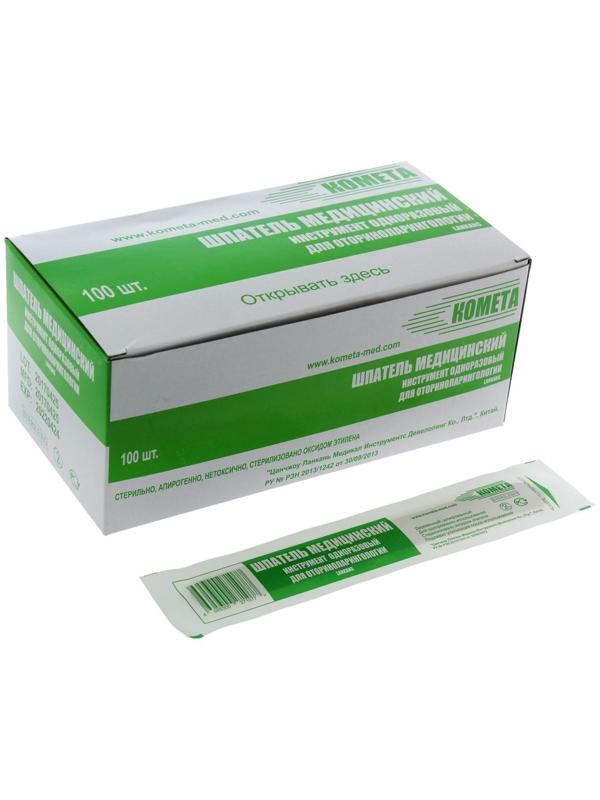 Шпатель медицинский одноразовый, деревянный, стерильный, 150*18*1,8 мм