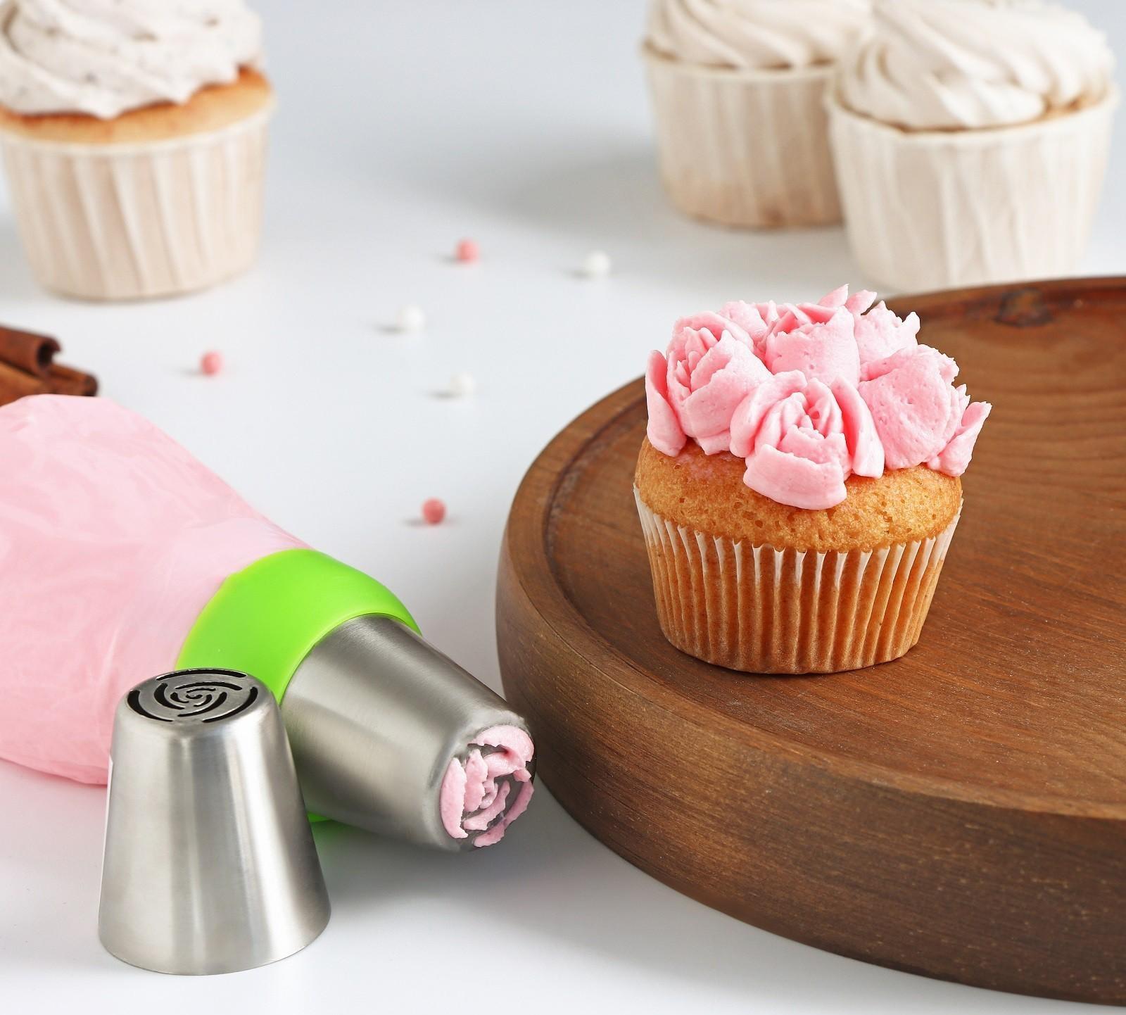 Насадка кондитерская «Роза 10 лепестков пышная», d=3,7 см, выход 2 см, нержавеющая сталь