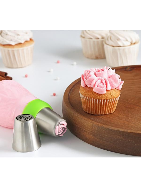 Насадка кондитерская «Роза 10 лепестков пышная», d=3,7 см, выход 2 см, нержавеющая сталь