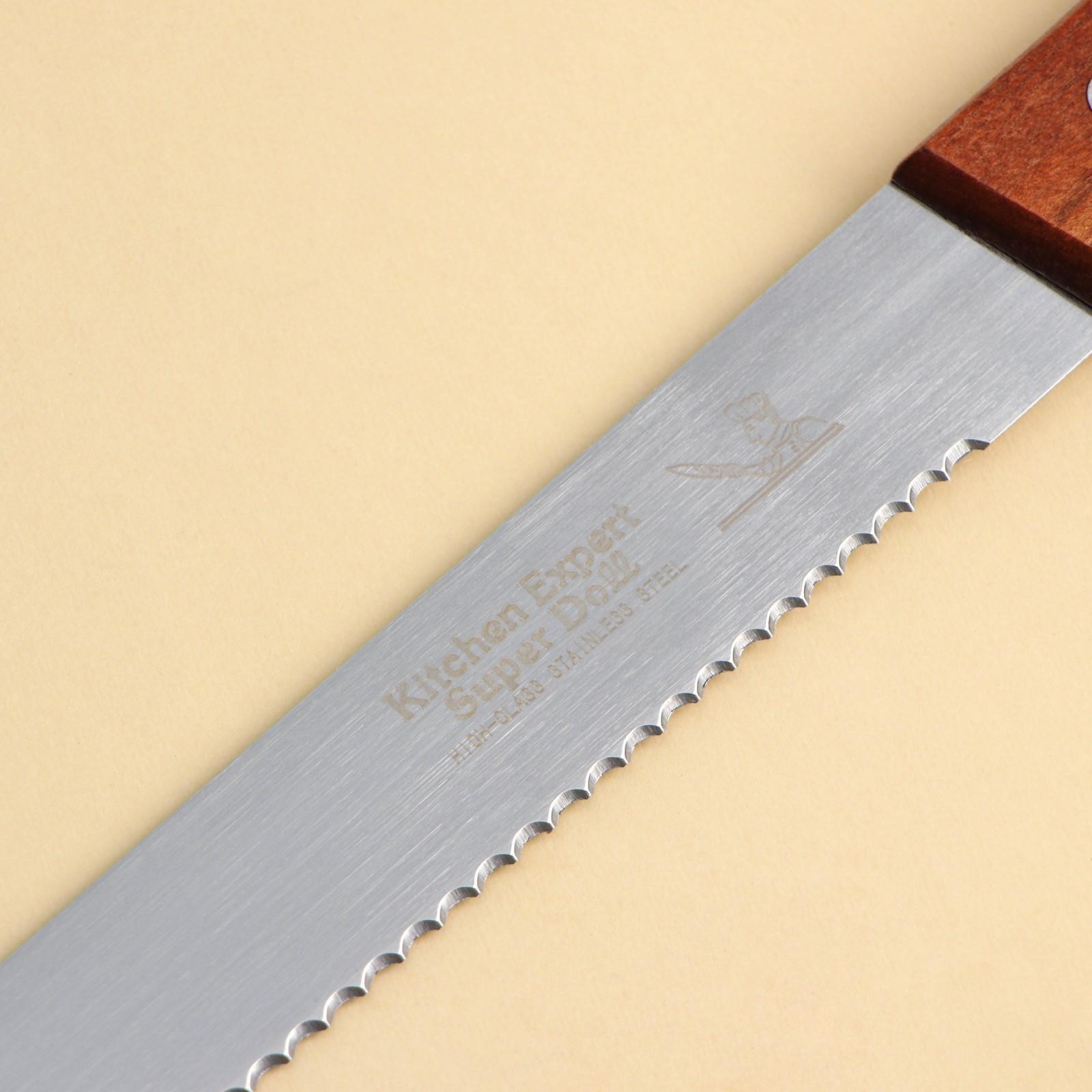 Нож для бисквита, длина лезвия 35 см, крупные зубцы, ручка дерево