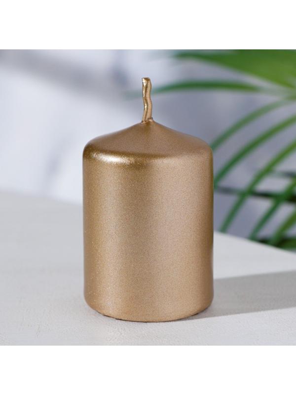 Свеча - цилиндр, 4х6 см, 9 ч, золото