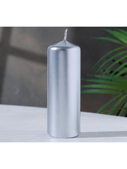 Свеча - цилиндр, 4х12 см, 20ч, серебро