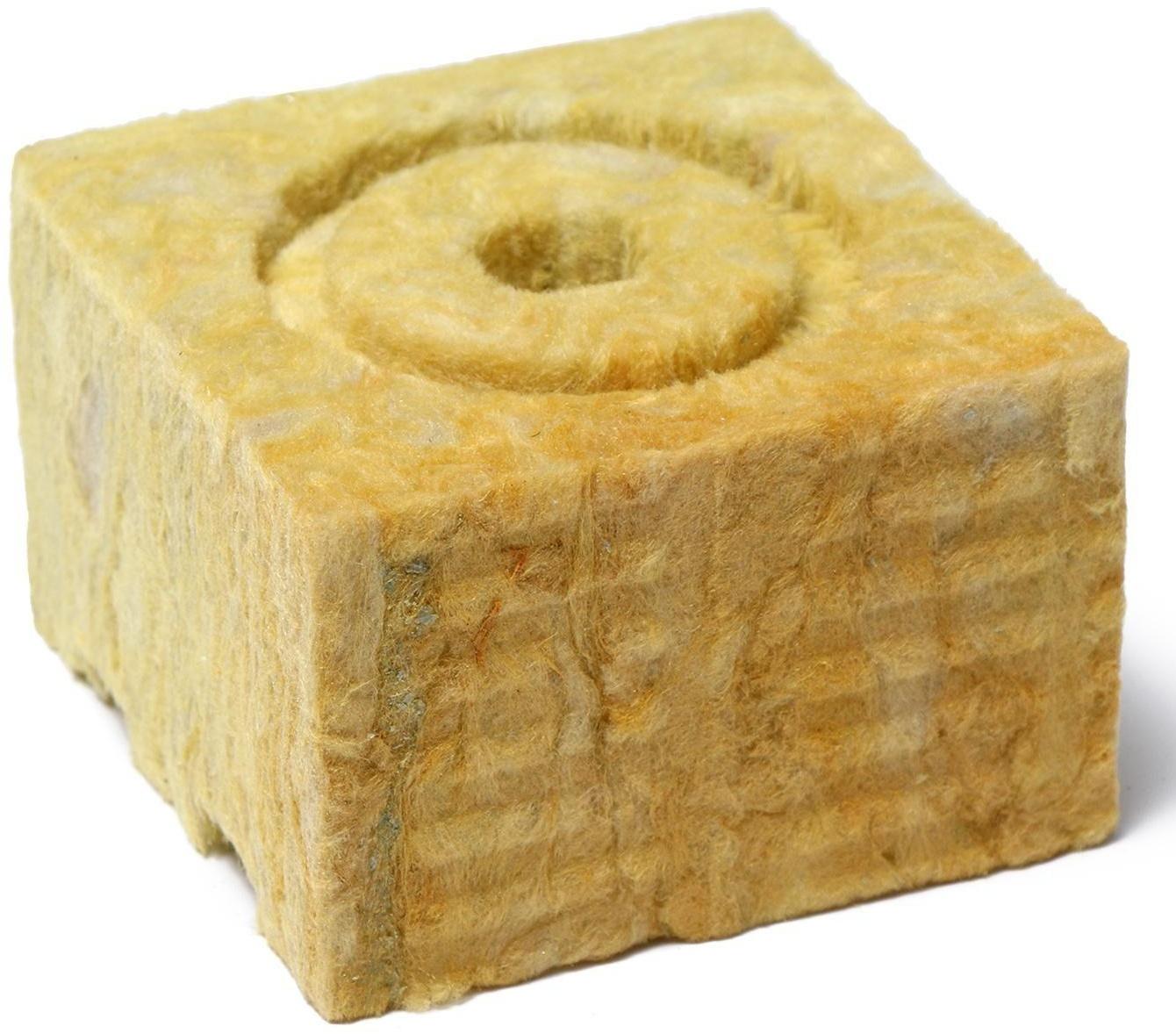 Субстрат минераловатный в кубике, 10 × 10 × 6.5 см, отверстие 15 × 15 мм, «Эковер»