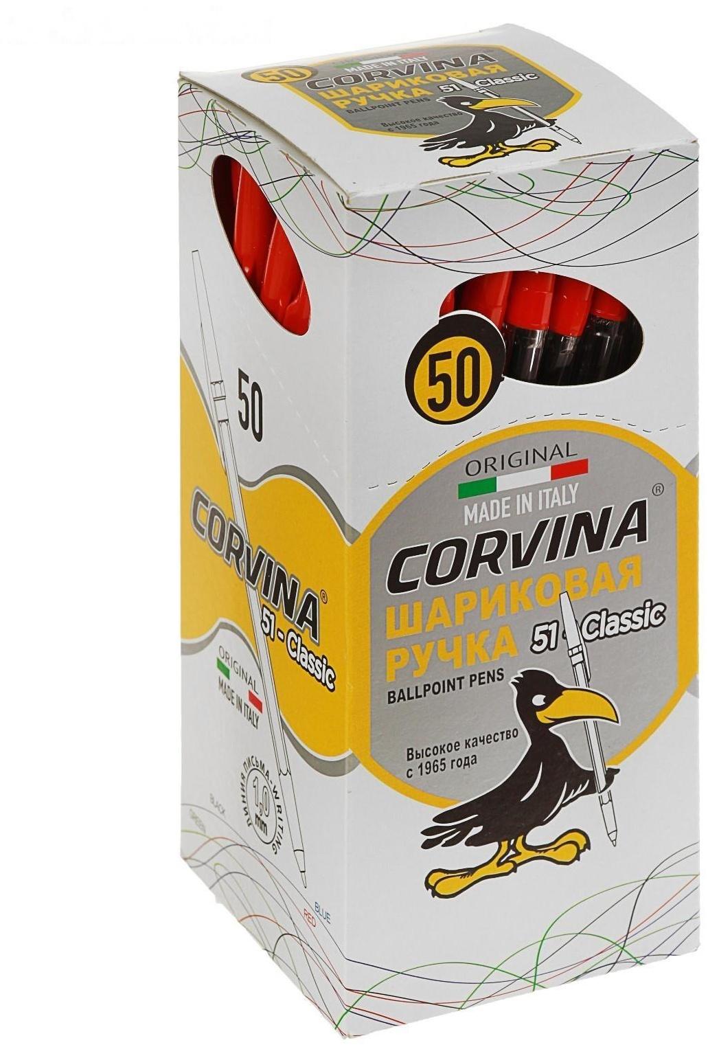 Ручка шариковая Carioca Corvina 51, прозрачный корпус, узел 1.0 мм, чернила красные