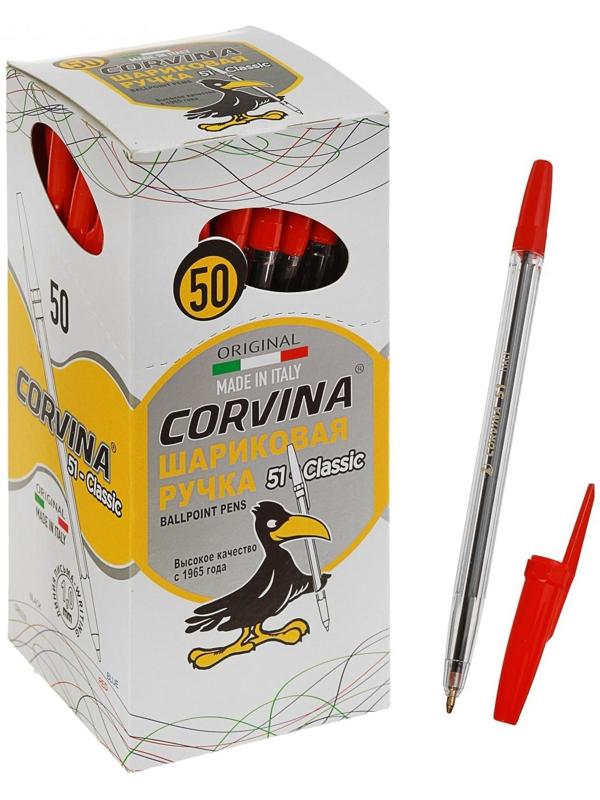 Ручка шариковая Carioca Corvina 51, прозрачный корпус, узел 1.0 мм, чернила красные