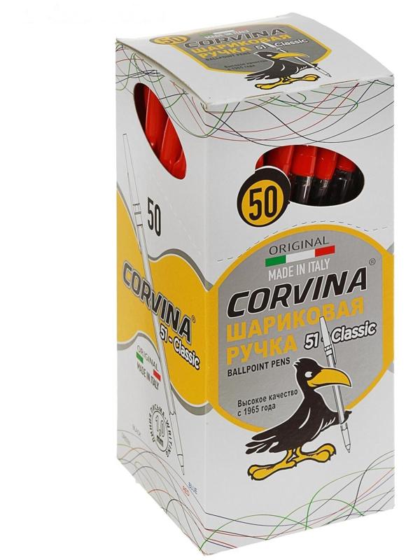 Ручка шариковая Carioca Corvina 51, прозрачный корпус, узел 1.0 мм, чернила красные