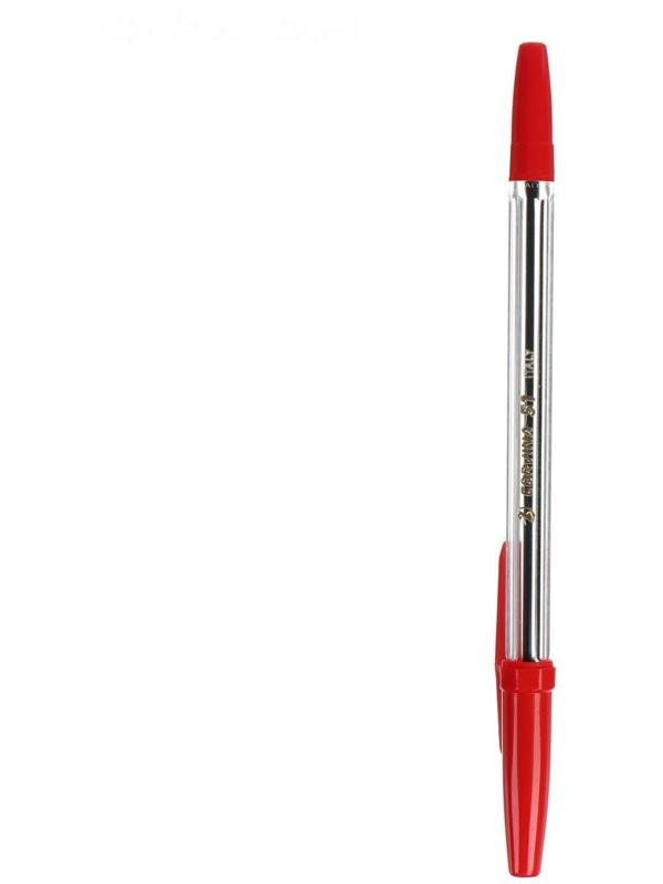 Ручка шариковая Carioca Corvina 51, прозрачный корпус, узел 1.0 мм, чернила красные