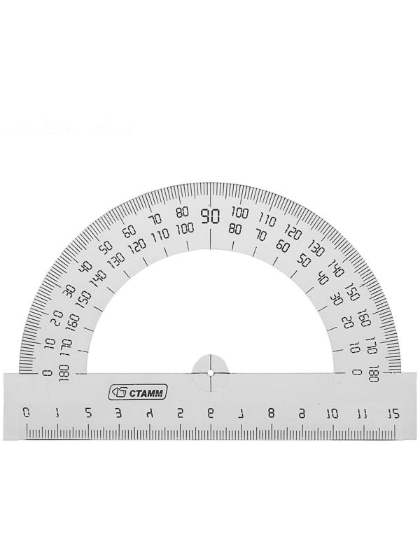 Транспортир 180*/12 см, прозрачный