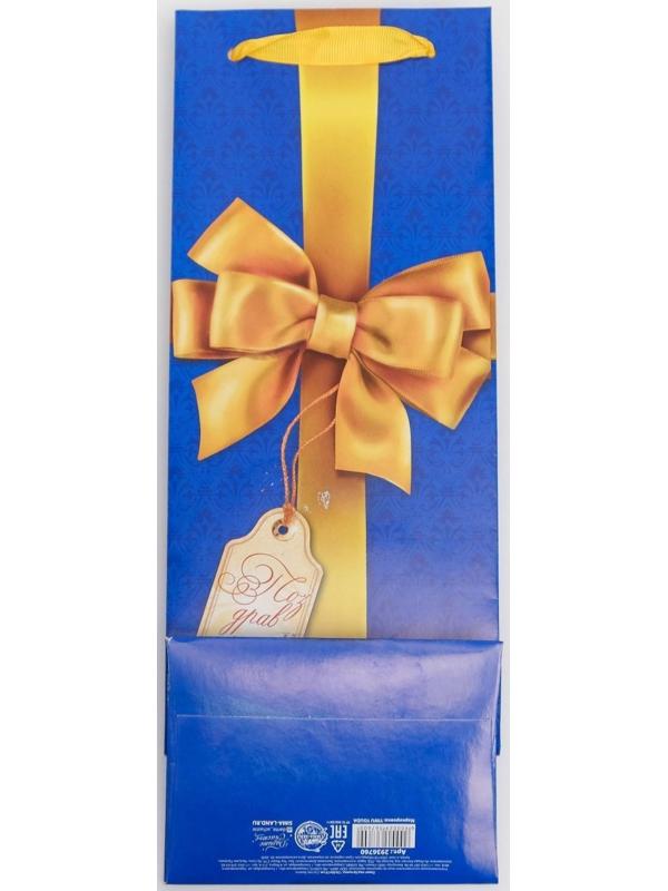 Пакет под бутылку «С бантом», 36 × 13 × 10 см