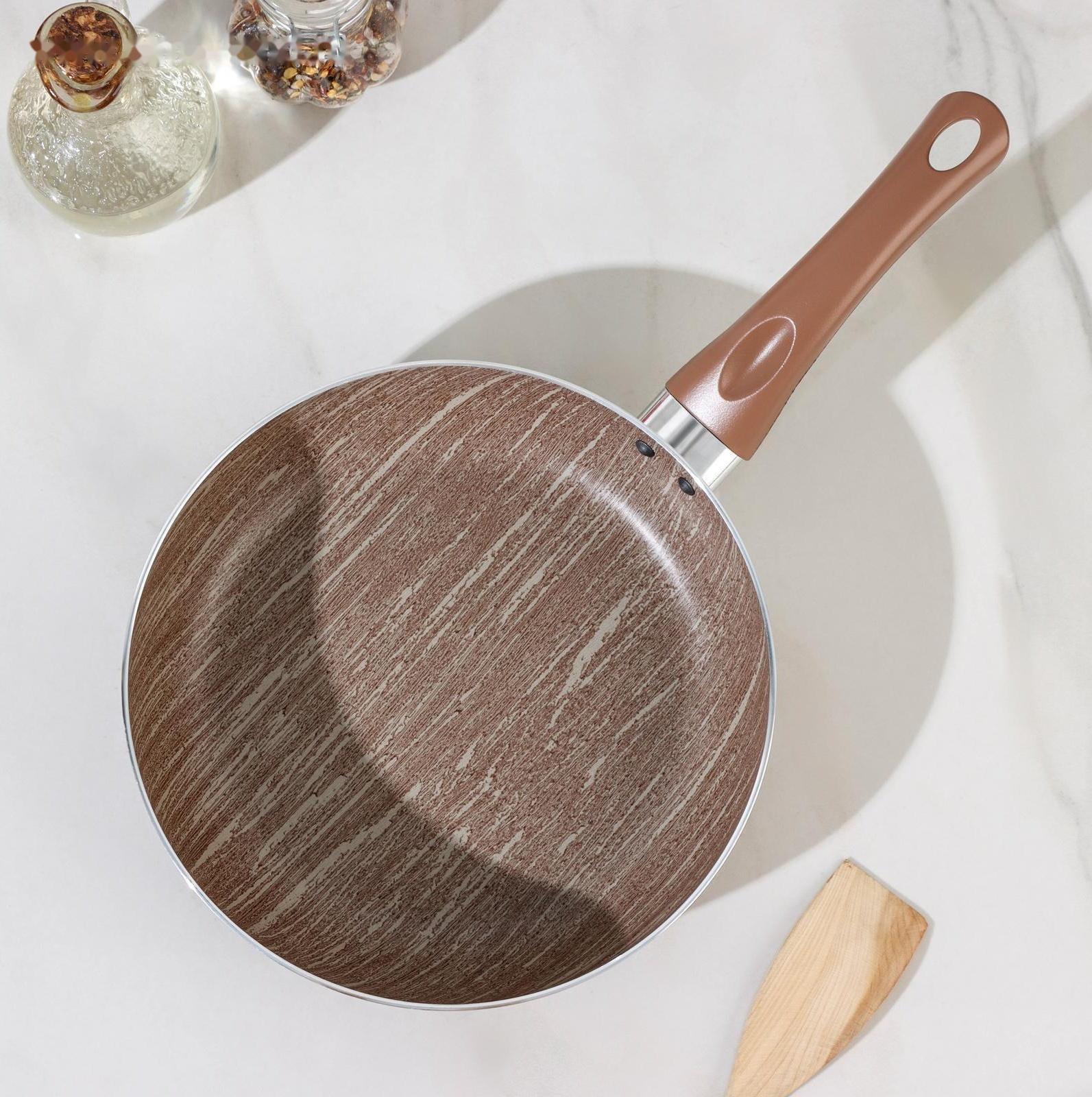 Сковорода глубокая Kantry, d=22 см, стеклянная крышка, пластиковая ручка, антипригарное покрытие, цвет коричневый