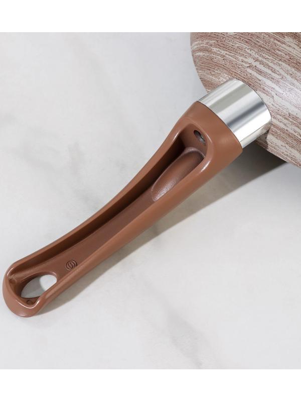 Сковорода глубокая Kantry, d=22 см, стеклянная крышка, пластиковая ручка, антипригарное покрытие, цвет коричневый