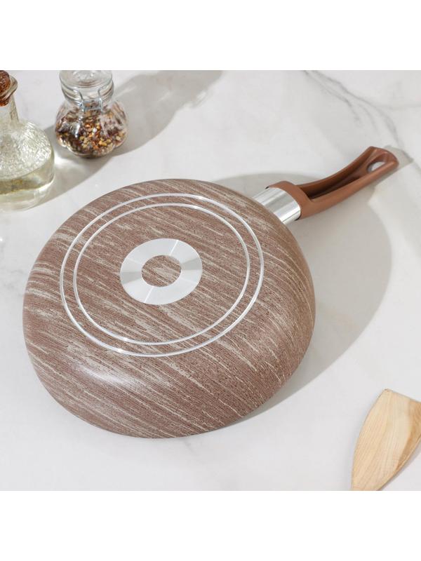 Сковорода глубокая Kantry, d=22 см, стеклянная крышка, пластиковая ручка, антипригарное покрытие, цвет коричневый