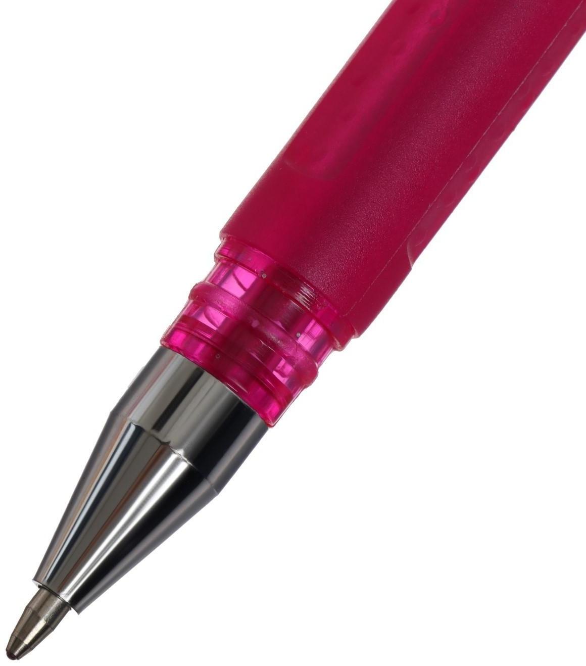 Набор гелевых ручек, 6 цветов, с блёстками, в блистере на кнопке