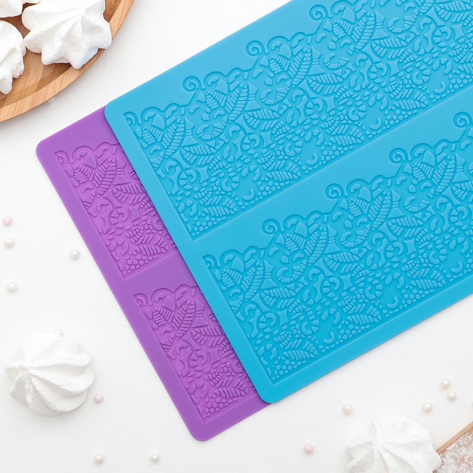 Силиконовый коврик для айсинга Доляна «Природная красота», 2 полосы, 39,5×19,5 см, цвет фиолетовый