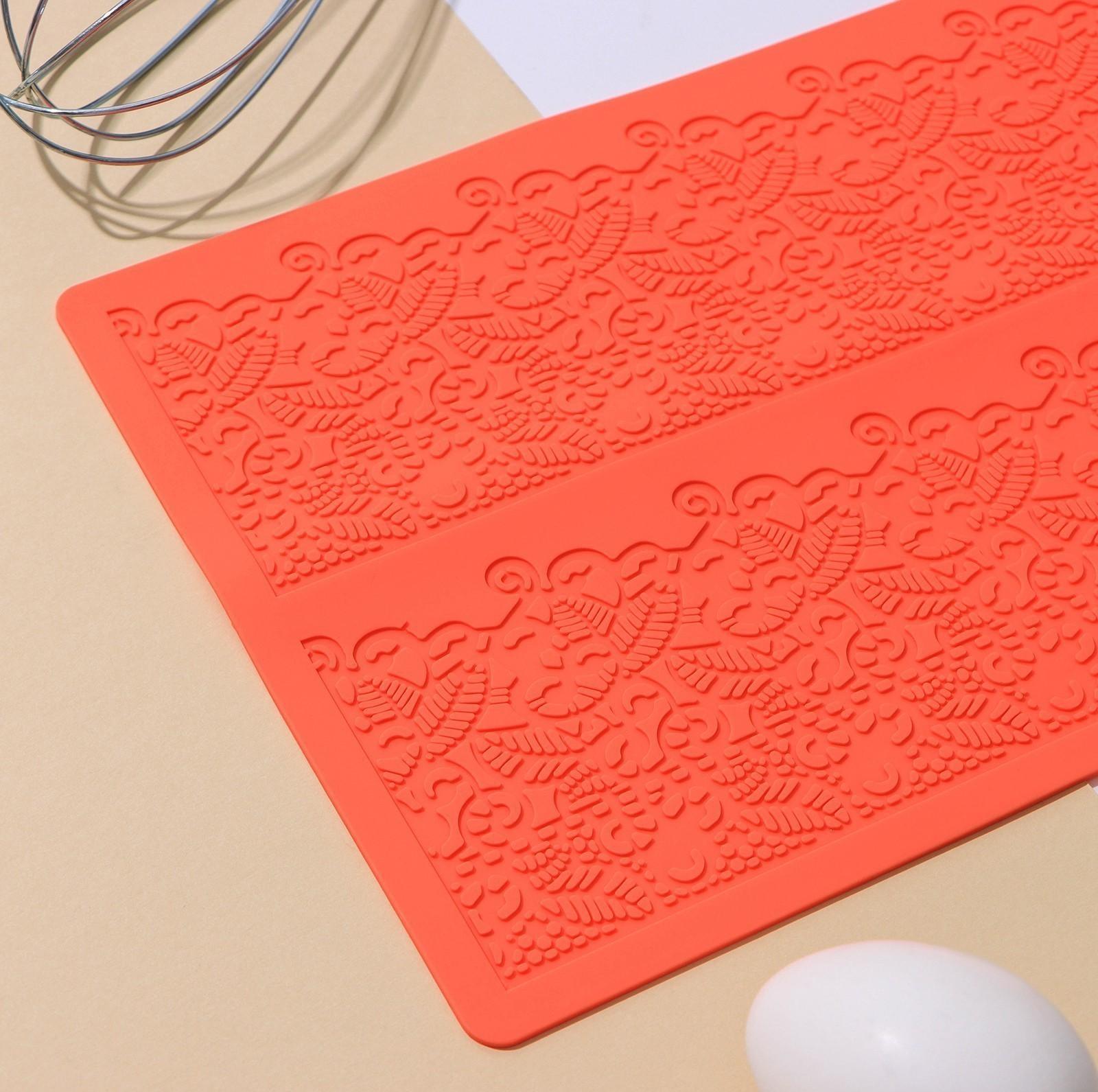 Силиконовый коврик для айсинга Доляна «Природная красота», 2 полосы, 39,5×19,5 см, цвет фиолетовый