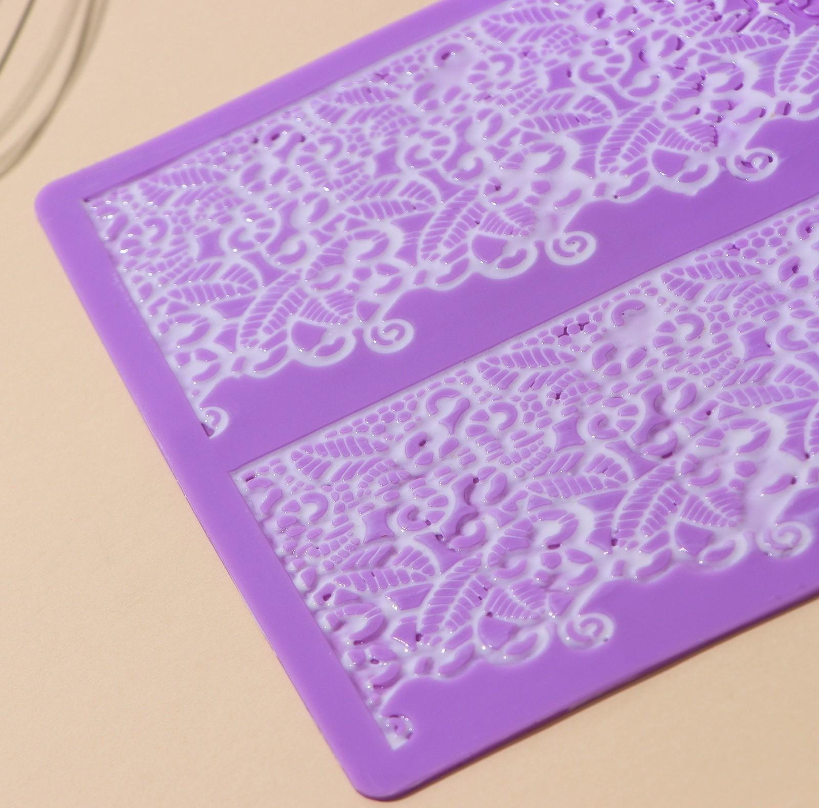 Силиконовый коврик для айсинга Доляна «Природная красота», 2 полосы, 39,5×19,5 см, цвет фиолетовый