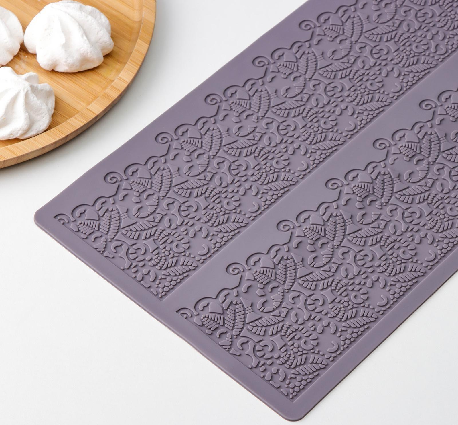 Силиконовый коврик для айсинга Доляна «Природная красота», 2 полосы, 39,5×19,5 см, цвет фиолетовый