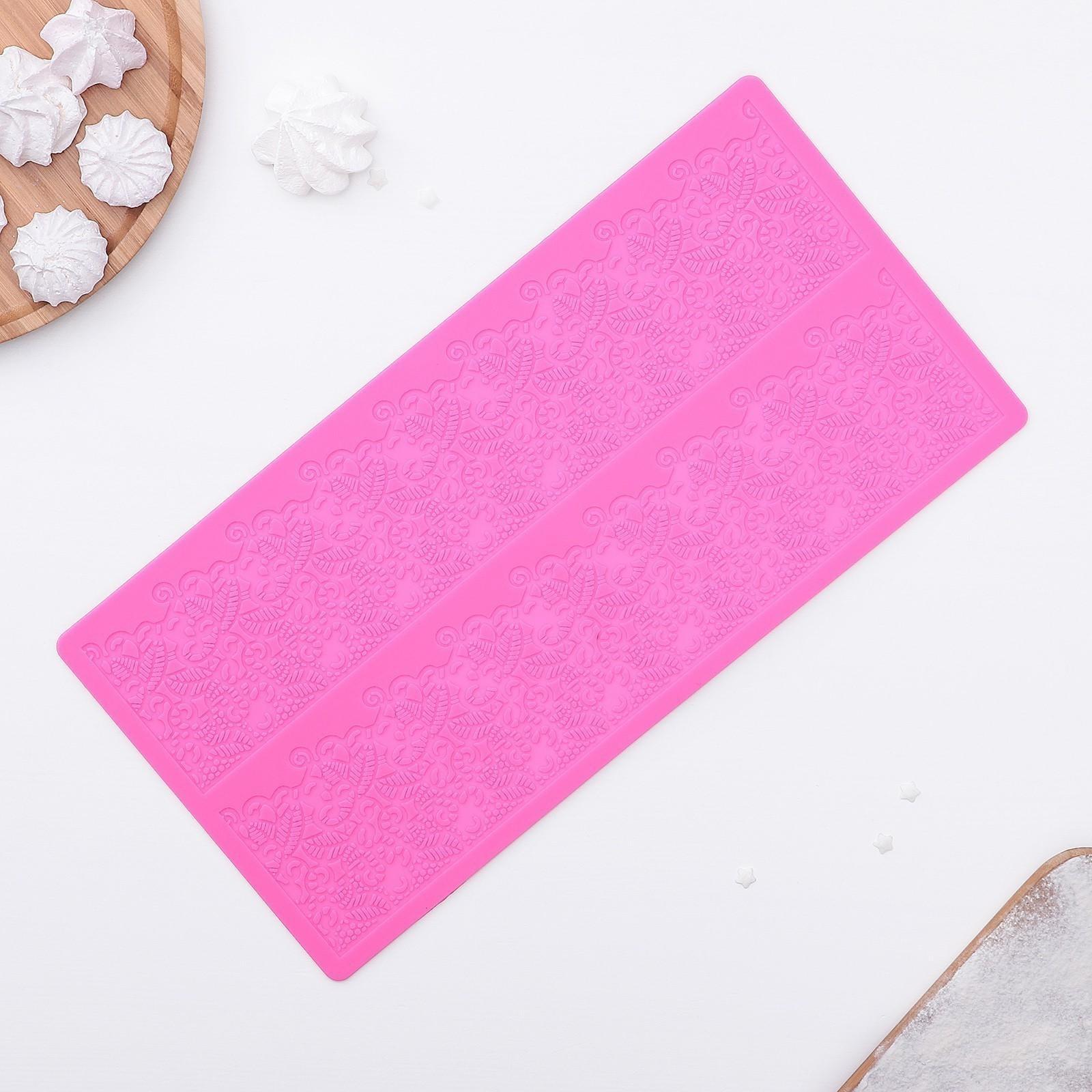 Силиконовый коврик для айсинга Доляна «Природная красота», 2 полосы, 39,5×19,5 см, цвет фиолетовый