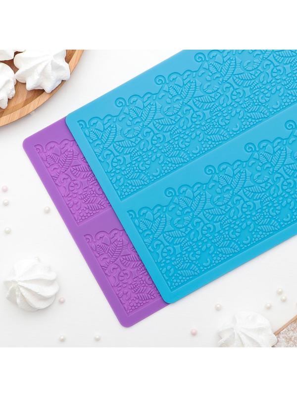 Силиконовый коврик для айсинга Доляна «Природная красота», 2 полосы, 39,5×19,5 см, цвет фиолетовый