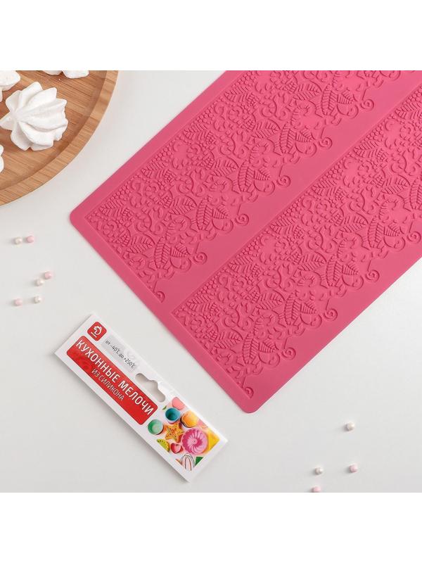 Силиконовый коврик для айсинга Доляна «Природная красота», 2 полосы, 39,5×19,5 см, цвет фиолетовый