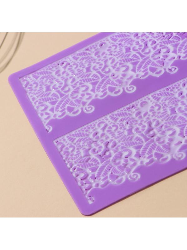 Силиконовый коврик для айсинга Доляна «Природная красота», 2 полосы, 39,5×19,5 см, цвет фиолетовый