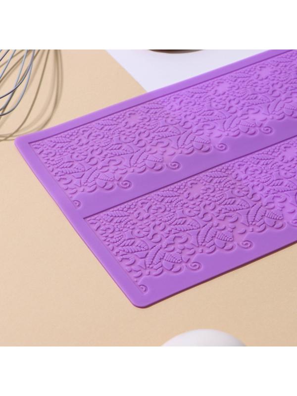 Силиконовый коврик для айсинга Доляна «Природная красота», 2 полосы, 39,5×19,5 см, цвет фиолетовый