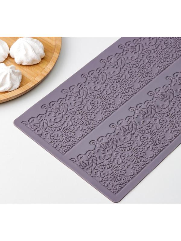 Силиконовый коврик для айсинга Доляна «Природная красота», 2 полосы, 39,5×19,5 см, цвет фиолетовый