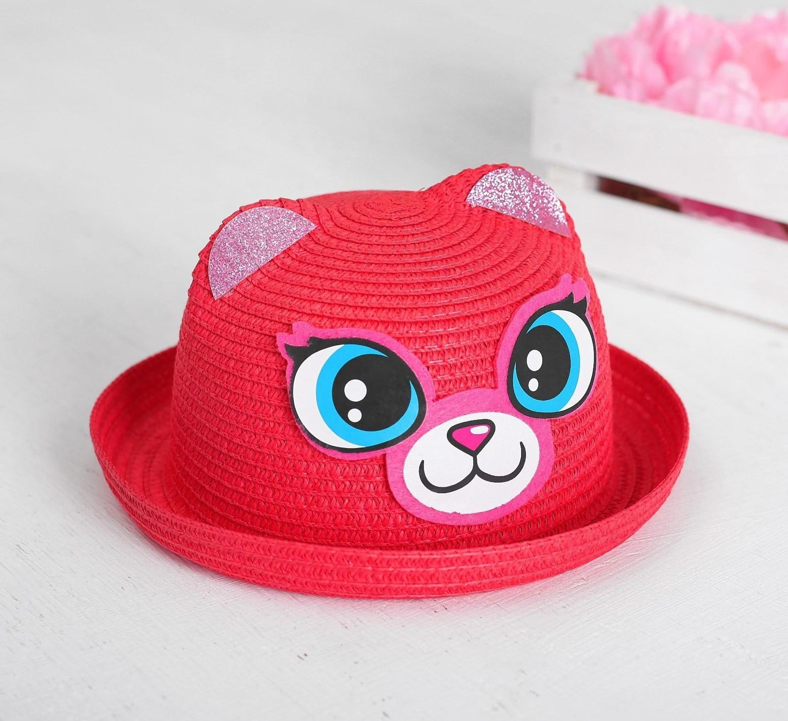 Панама «Кошечка», с ушками, детская, р-р. 52-54 см, от 2 до 6 лет