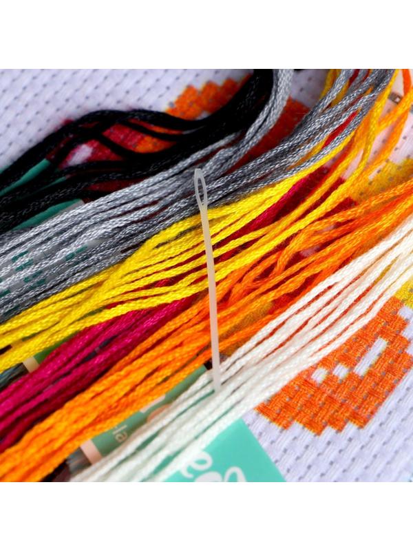 Вышивка крестиком для детей «Енот» 14 х 10 см. Набор для творчества