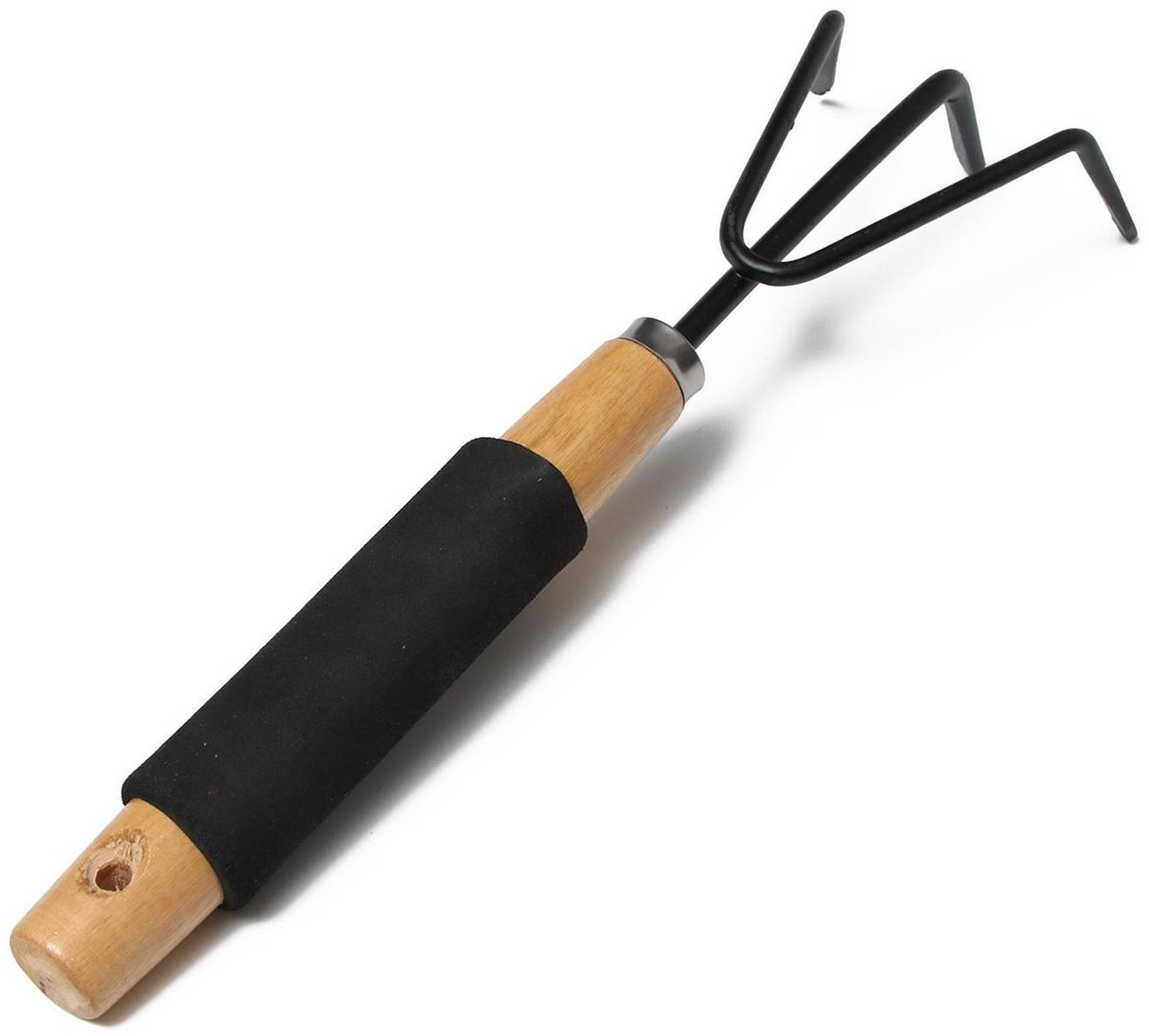 Рыхлитель, длина 30 см, 3 зубца, деревянная ручка с поролоном