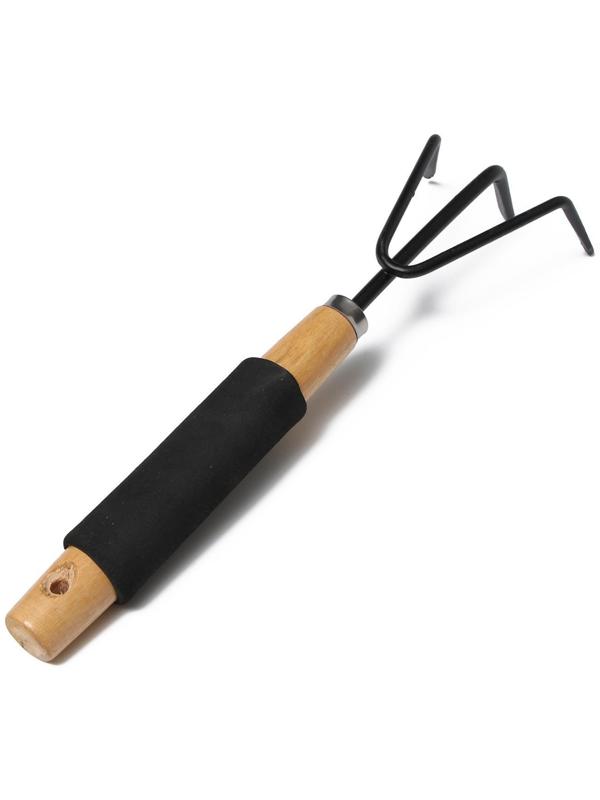 Рыхлитель, длина 30 см, 3 зубца, деревянная ручка с поролоном