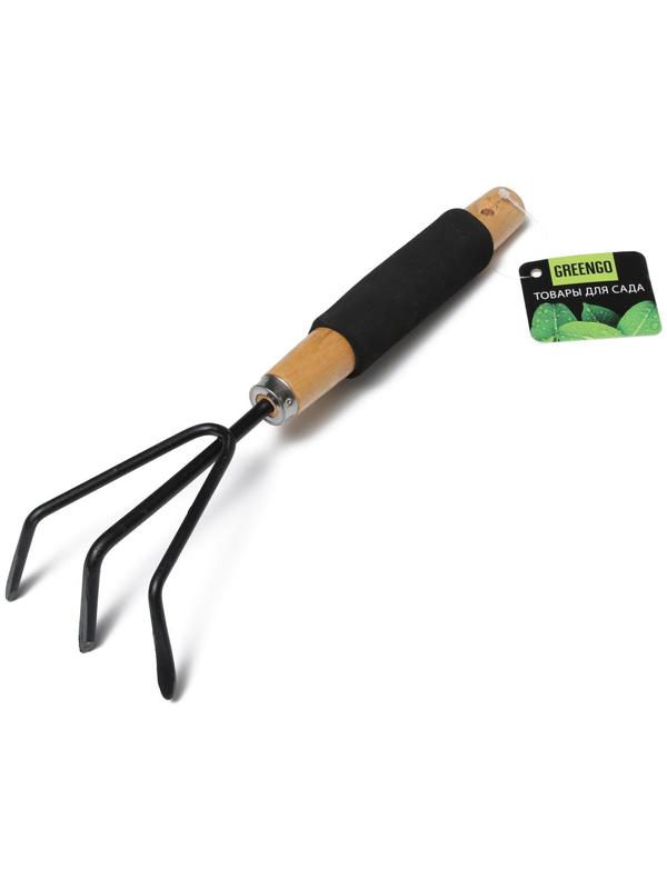 Рыхлитель, длина 30 см, 3 зубца, деревянная ручка с поролоном
