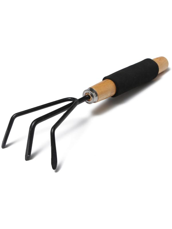 Рыхлитель, длина 30 см, 3 зубца, деревянная ручка с поролоном