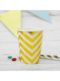 Стаканы бумажные «Зигзаг», набор 6 шт., 250 мл, цвет золотой