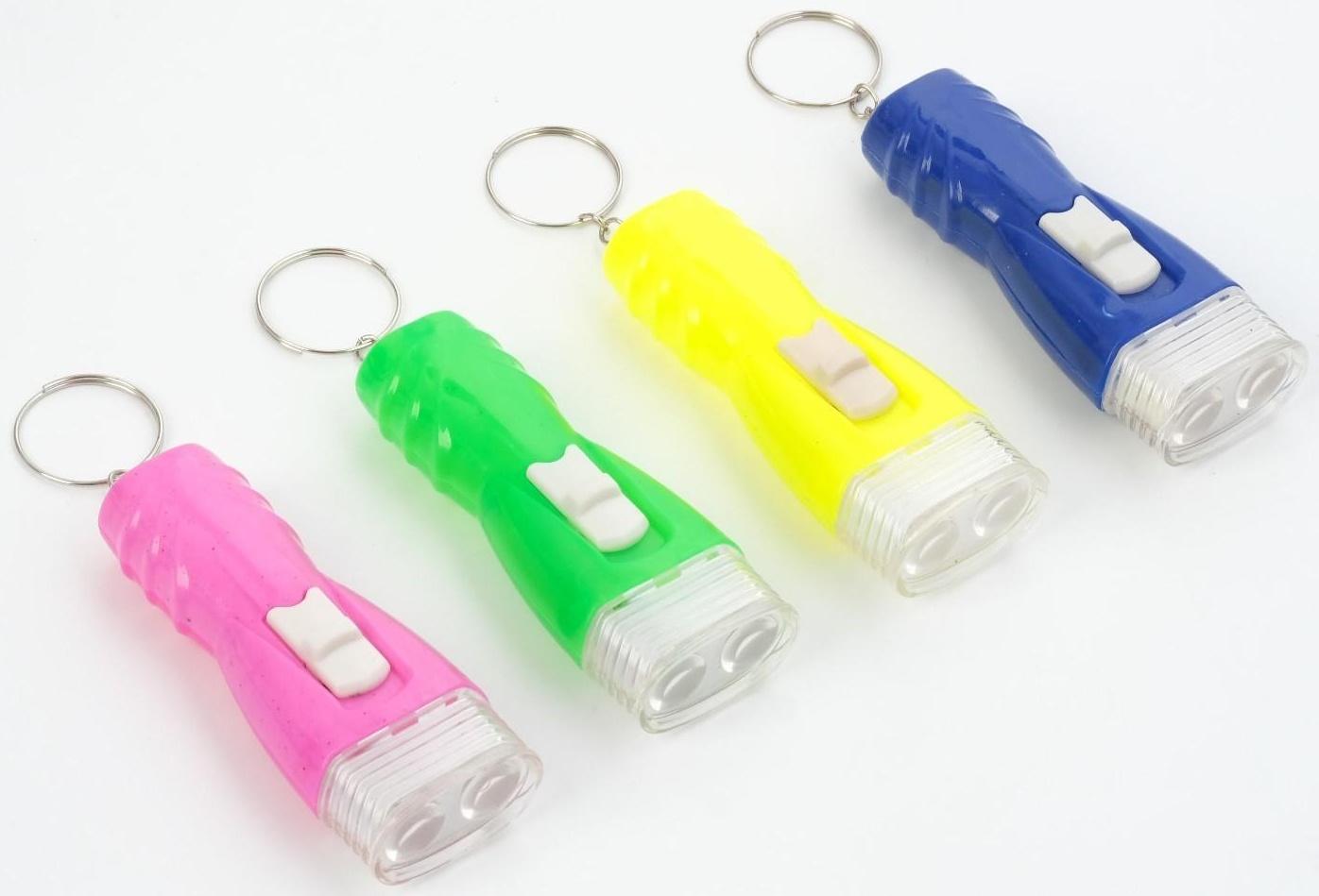 Фонарь-брелок, 1 LED, двойной рассеиватель, 1.5 х 3 х 7.2 см, микс